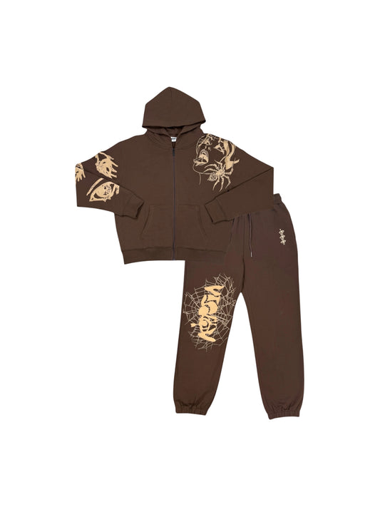 Spider Tracksuit Brown and Cream