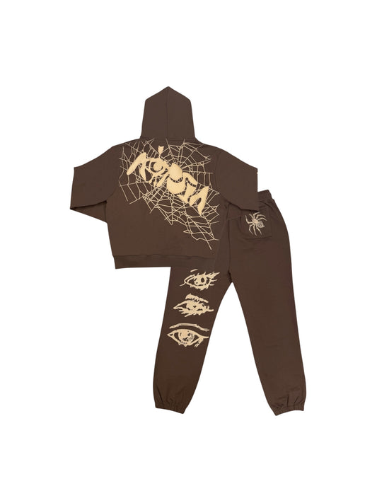 Spider Tracksuit Brown and Cream