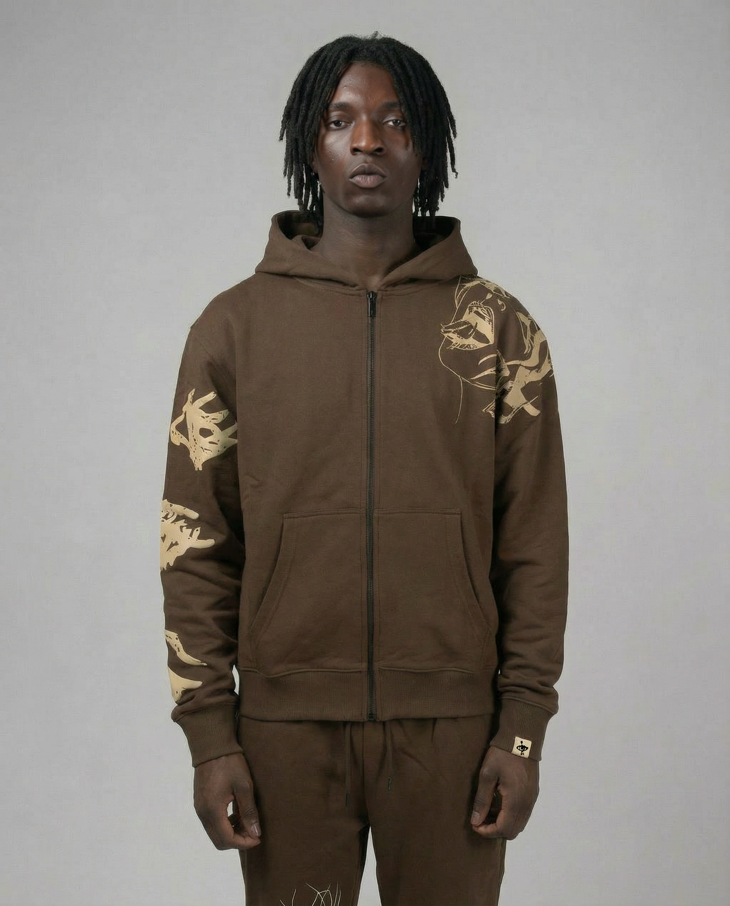 Spider Hoodie Brown & Cream