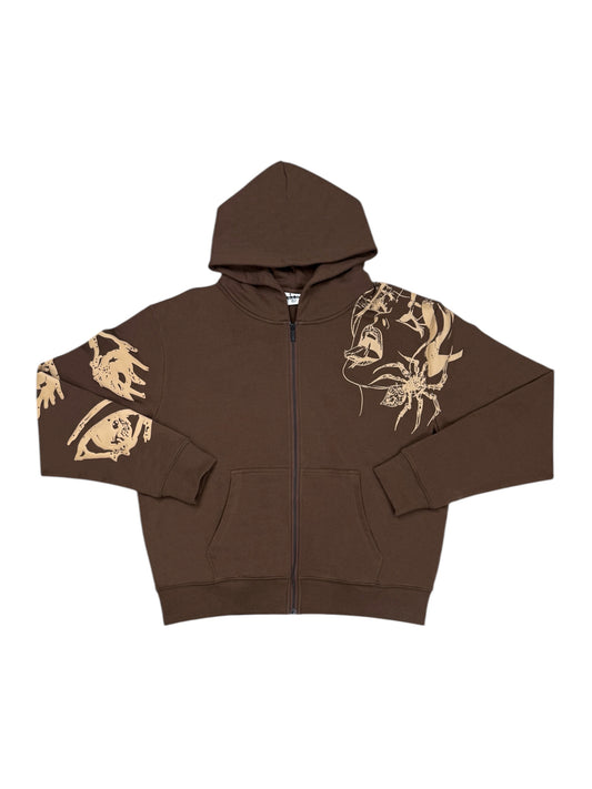 Spider Hoodie Brown & Cream